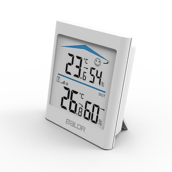 Digital LCD-väderstation Inomhus Utomhus Trend Hygrometer Termometer Trådlös Fjärrsensor Rörelseaktiverad Bakgrundsbelysning white