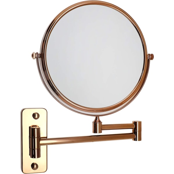 LED vægmonteret dobbeltsidet forstørrelses makeup spejl 360 graders rotation vandtæt spejl -6 tommer rose guld,