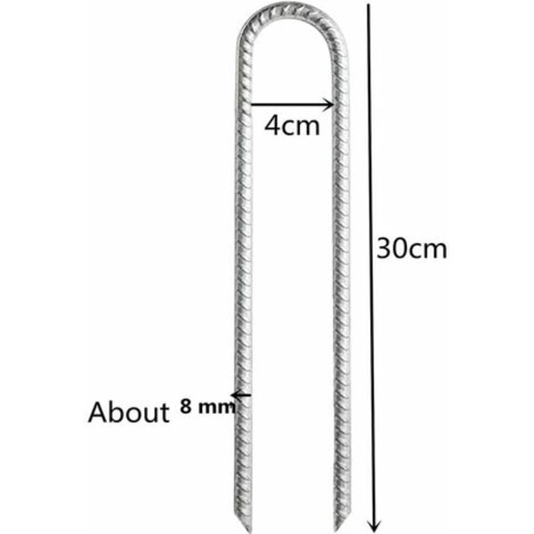 Pack of 4 Galvanized steel reinforced poles U-shaped anchors for tents, pavilions, castles, marquees, trampolines 30 cm