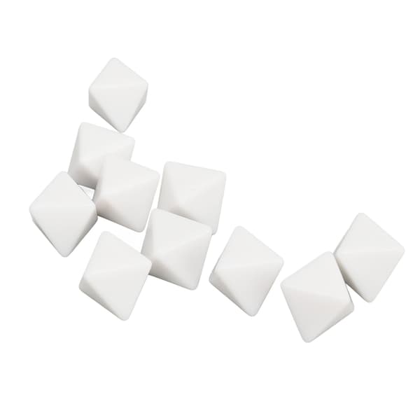 20-sidige DIY tomme plastterninger for brettspill, fest, matteundervisning, hvit