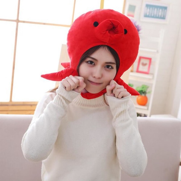 Anime Red Octopus Head Hat Rekvisitter Tilbehør Plyshoved Fancy Taiyaki Cap