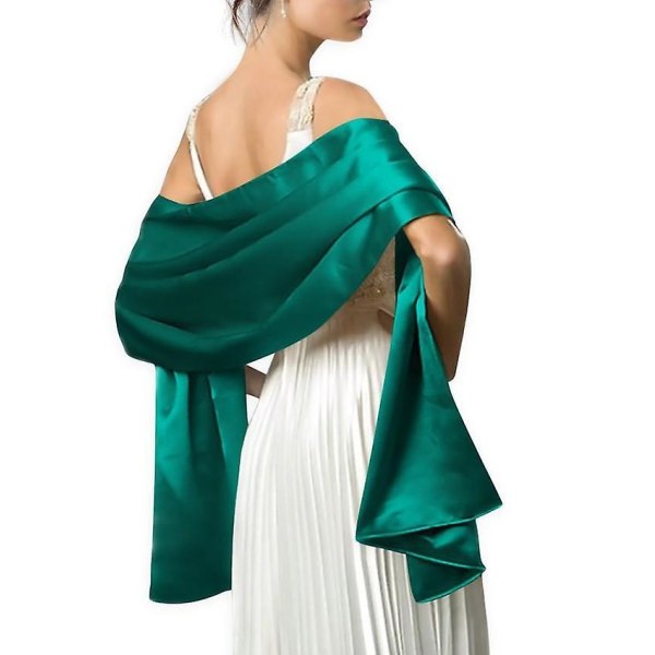 Satin Pure Color Sjalar Green One-size