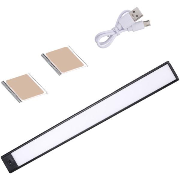 Black frame, white light, 40cm long light sensor, ultra-thin smart human body sensor, suitable for cabinet, desk, hallwa