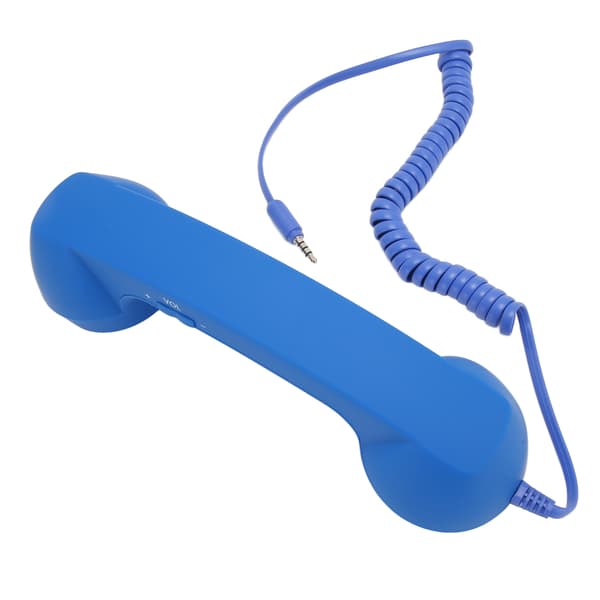 Retro Strålingssikker Kablet Telefon Headset 3.5mm Jack Blå til Smartphone Computer