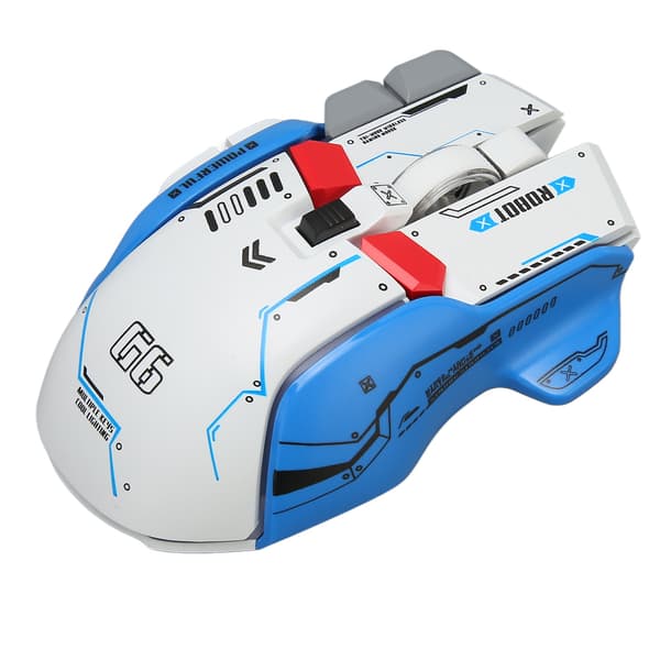 2.4G Kablet Bluetooth 3 Modus Gamingmus 5 Justerbar DPI 11 RGB Lys for Windows Android iOS Hvit