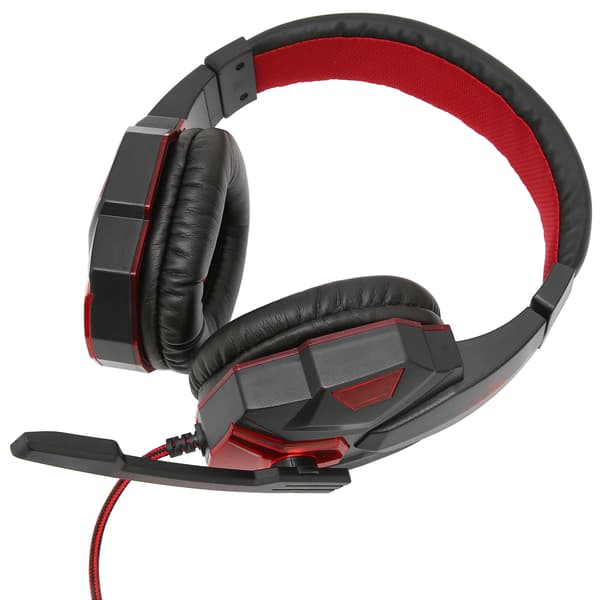 Lysende Gaming Headset med Mikrofon Justerbar Lydstyrke 3.5mm til PC Sort Rød
