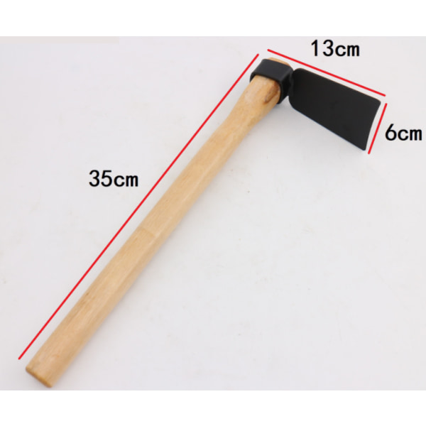 Flad hakke med kraftig smedet adze og ergonomisk skridsikker glasfiberhåndtag 35 cm, enkelthoved hakke til havearbejde, jagt