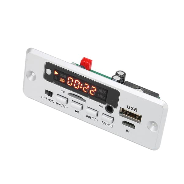 12V MP3 Dekoderkort AUX USB-port Minneskort U Disk Silver 02EA