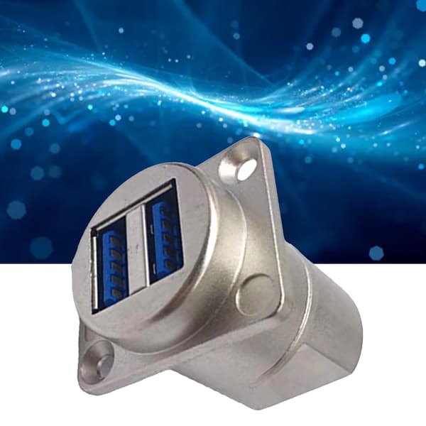 USB 3.0 Dobbelt A Hun til Hun Panelmonteringsstik D Type Sølv Kabinet Video