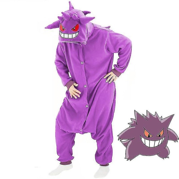 Gengar-asu kokovartalopyjamat Halloween-joulu yksiosainen kigurumi miehille, naisille XL