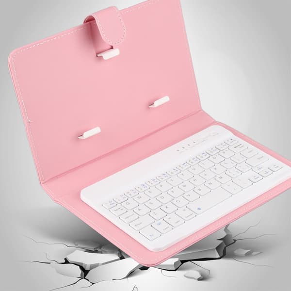 Trådløs Bluetooth Tastatur Etui til iOS/Android Telefoner - Pink