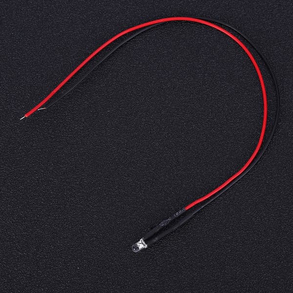 50 stk. 3 mm runde LED-diodeperler 12V Rett Plug Ledningsført Lysende Highlight