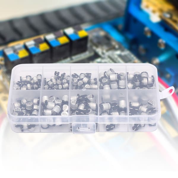200 st 10-50V SMD Elektrolytkondensatorer Set 1uF 470uF E Cap Kondensator Sortiment