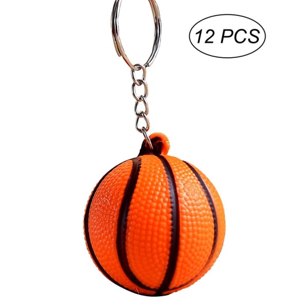 12 stk Pu Sports Ball nøglering mini basketball nøglering dekoration nøglering gaver til mænd børn (tilfældig farve)