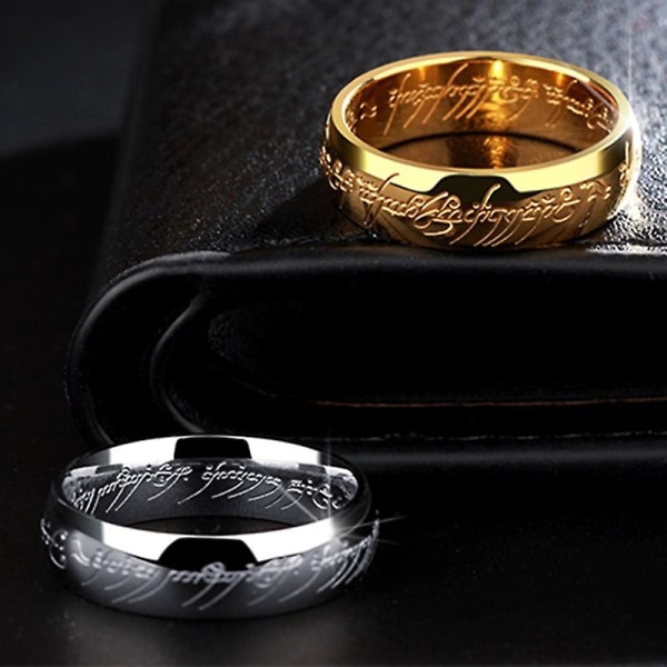 Guld Färg Ringar Med Kedja Rostfritt Stål En Ring Av Power Smycken För Kvinnor Män Gold