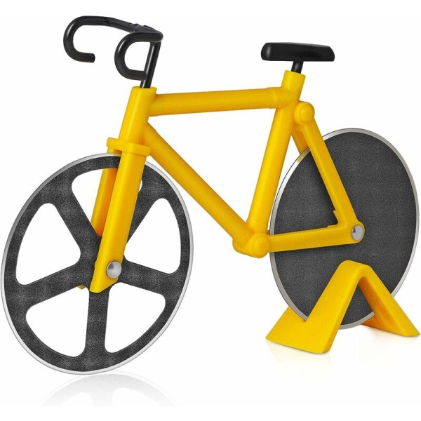 Bike Pizza Cutter Rustfrit stål tærteskæreværktøj (gul) til udendørs, sport