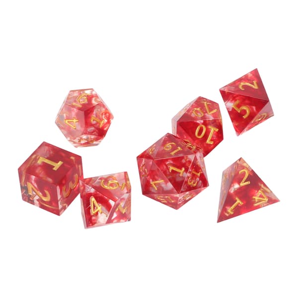 7 st Resin Polyhedral Tärningsset Blodfärg Klara Siffror Rollspel Brädspel