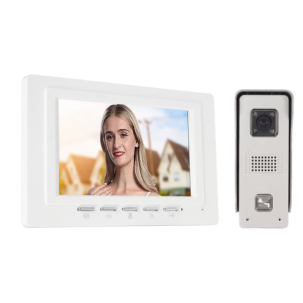 Dørklokke Intercom System 7 Tommers TFT-skjerm Nattsyn Vanntett for Hjem Leilighet 100 til 240V EU-plugg