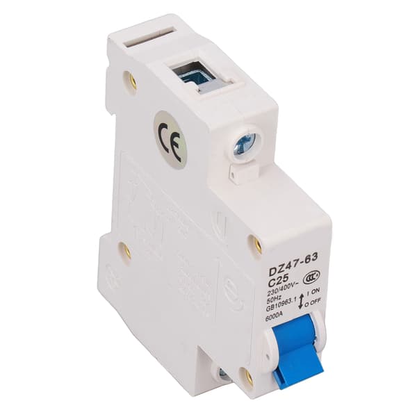 Mini afbryder 1P MCB DIN-skinne montering 6000A brydeevne 230V 400V 25A