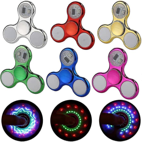 6-pak LED-lysende Fidget Spinners til ADHD og angstlindring
