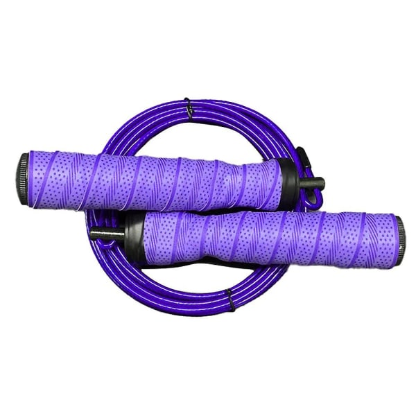 Speed ​​​​Jump Rope til fitness-tangle-fri justerbare anti-skrid håndtag med svedige pandebånd Purple