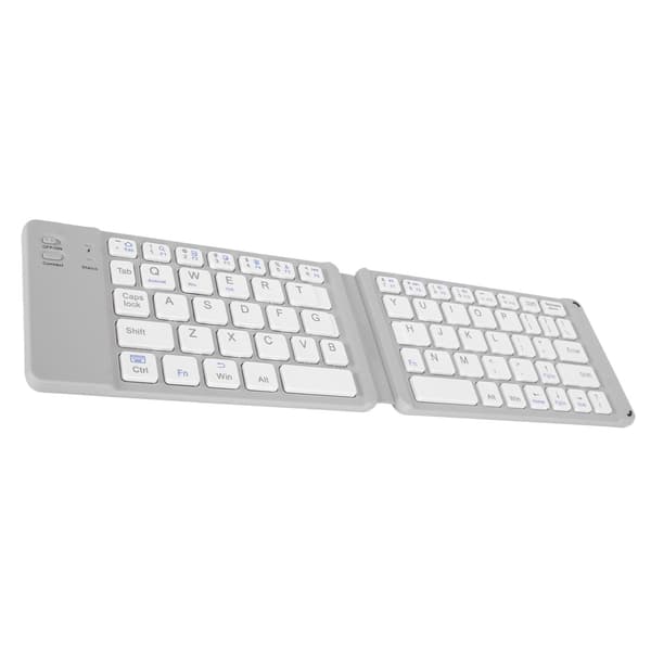 Vikbart Bluetooth-tangentbord Slim Fickformat Bärbart Trådlöst tangentbord för Windows 7 8 Tablet Notebook Mobiltelefon Grå Vit