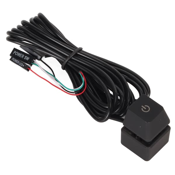 Blå baggrundsbelyst mekanisk PC-strømknap med 2 meter kabel, plug and play til stationær computer, kontor, gaming