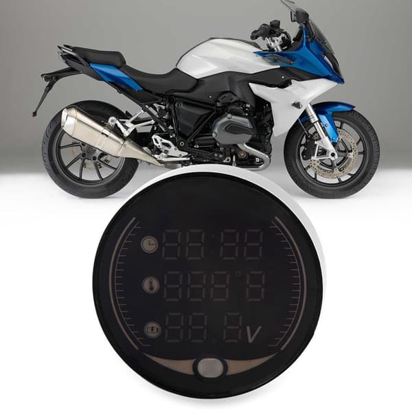 3 i 1 Motorcykel Digital Termometer Voltmeter Klocka Temperaturmätare