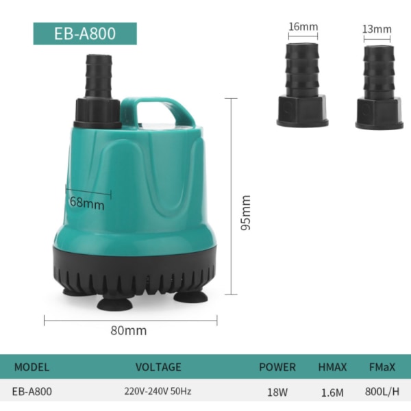Uppopumppu, hiljainen pohjasuodatinpumppu, puhtaan veden pumppu (EB-A800 18w, eurooppalainen standardi),