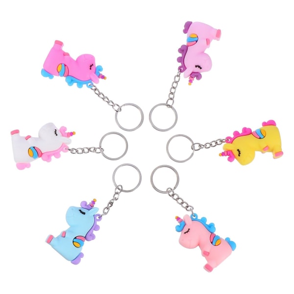 6st Nyckelringar Enhörningsform Kreativ Bedårande Bärbar Nyckelring Hängen Nyckelhållare för väska Bilryggsäck