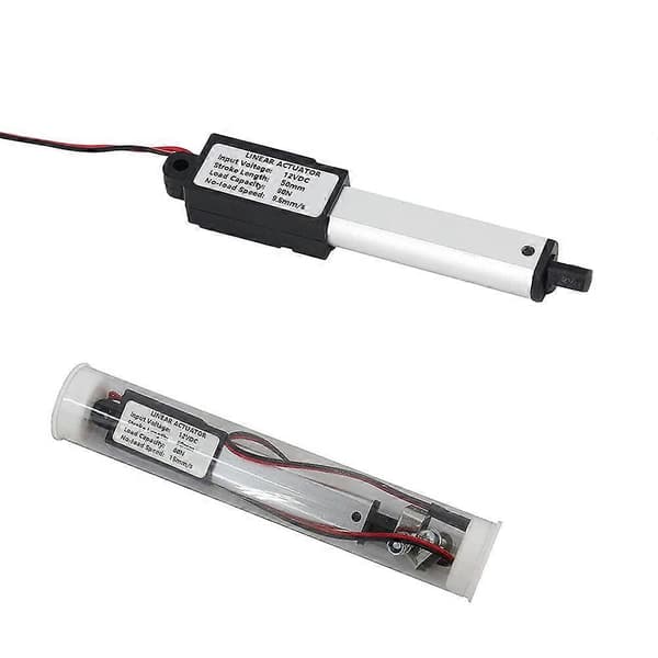 Micro Linear Actuator, 2 Inch Stroke, 90N/20.3Lb, Speed 9.5mm/S Electric Waterproof Actuator Motor Linear Actuator 12V Silver  black
