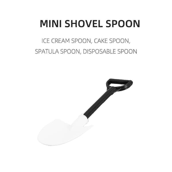 100 stk. engangs mini skovl ske til kage, is og havefest black  white