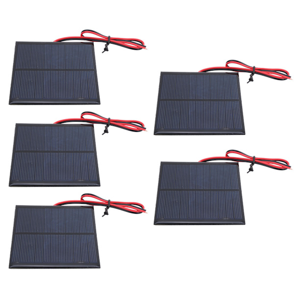 5 stk. Mini solpanel epoxy strømmodul 30 cm rød sort ledning 5,5 V 160 mA