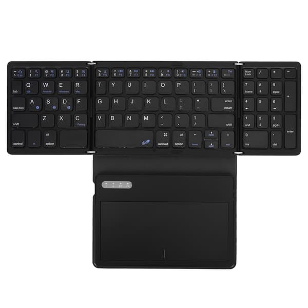 Foldbart Bluetooth 5.1 Lav Latency Tastatur i Fuld Størrelse med Stor Touchpad Kompatibel med iOS Android Windows