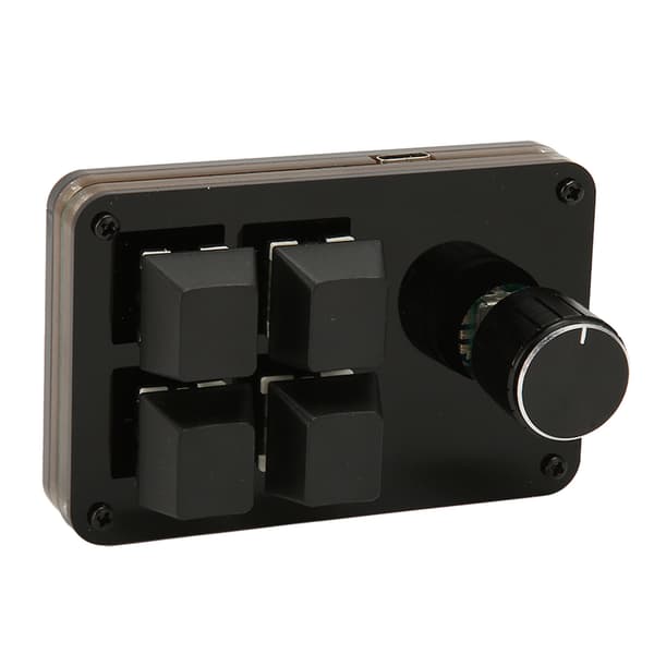 Mini 4-knapps Hot Swappable Mekanisk Knappsats med Vred Anpassningsbar Makroprogram Kabel Separat Blå Brytare