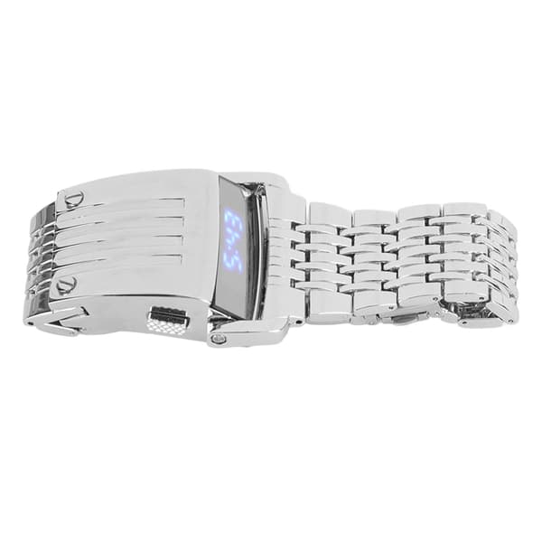 Alloy LED Digital Display Quick Release Herr Business Klocka Silver Blått Ljus