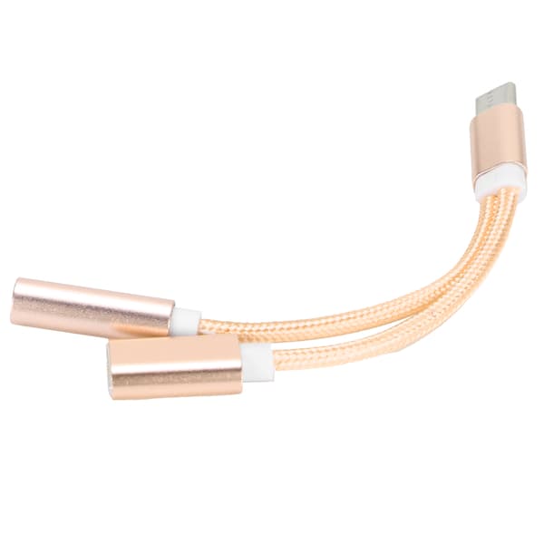 USB C til 3,5 mm lydadapteroplader 2 i 1 konverter til Xiaomi Huawei guld