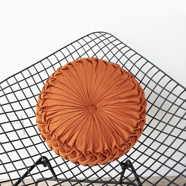 Nordic pumpa kudde, ljus lyxig ren färg sammet kudde, vardagsrum rund hjul futon, burspråk tatami kudde (orange), diameter 35*10CM,