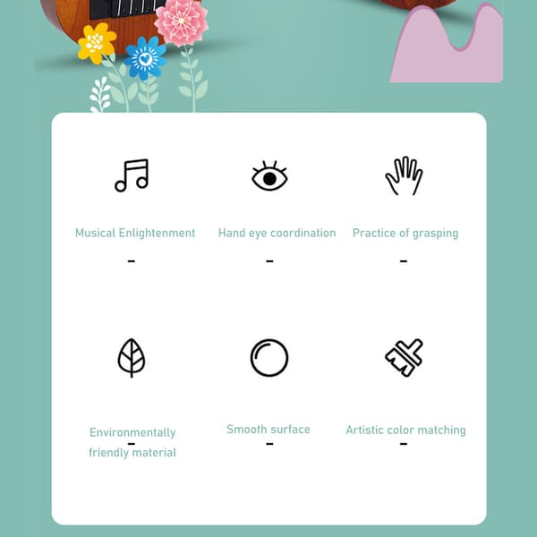 Bärbar Barn Ukulele Gitarr - Pedagogisk 4-strängad Leksak för Nybörjarmusiker