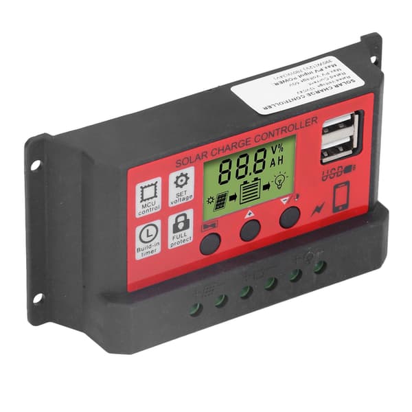 Solladdningsregulator Justerbar Solpanel Batteri Intelligent Regulator med LCD-display 12V 24V30A