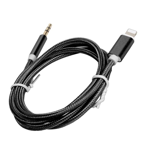 IOS 12 AUX Lydkabel 3,5 mm Nylonflettet Adapter Svart
