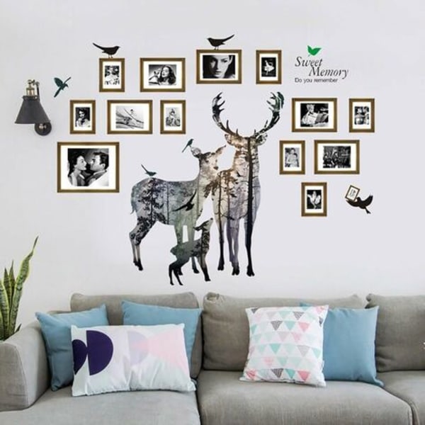 Seinätarrat 78x109cm koristeellinen itseliimautuva seinätarra eläimet metsä linnut puu Deco olohuoneeseen makuuhuone kitc