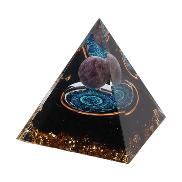 Håndlaget Krystall Epoxy Pyramide Dekorasjon 6cm Hjem Skrivebord Ornament Positiv Energi