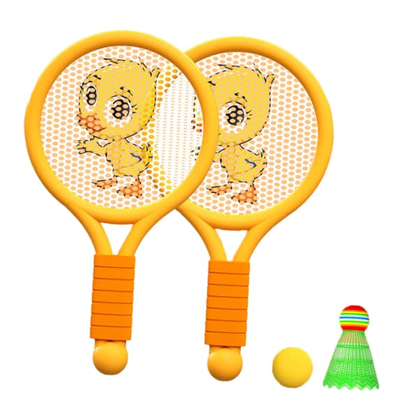 Letvægts Badmintonketsjer Legetøjssæt til Drenge Piger 3 til 7 År Indendørs Udendørs Orange Ælling