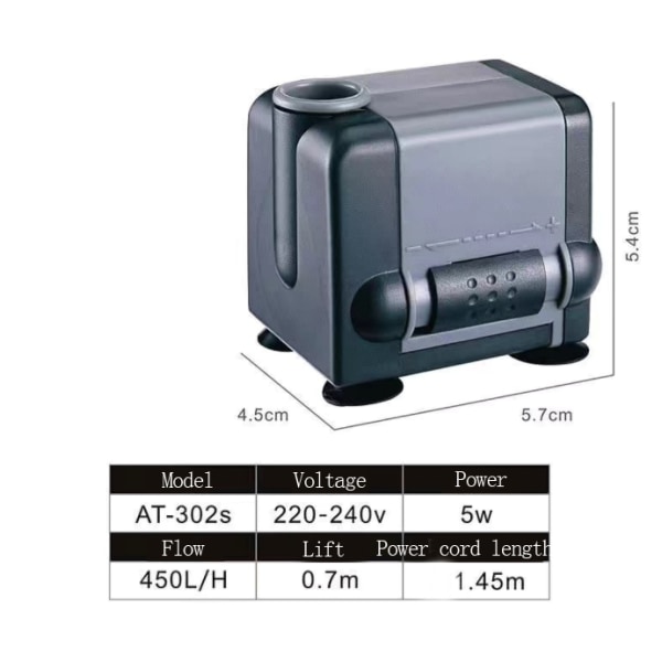 Dränkbar pump, liten ultratyst vattenpumpning och utbytescirkulationspump (AT-302S,5W),