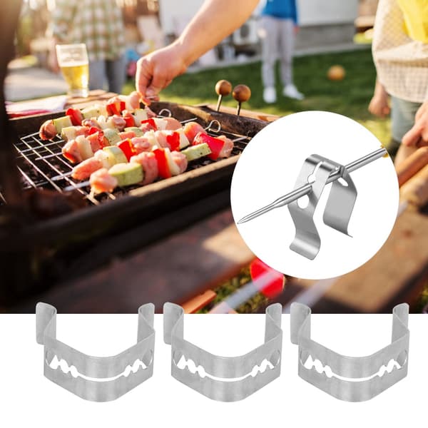 3 stk. Grillprobeclips i rustfrit stål, 3 huller, grilltilbehør