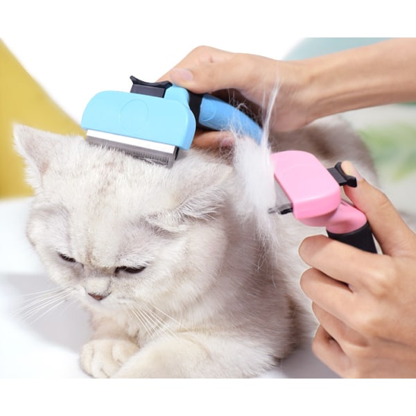 Renseværktøj til kæledyr, hårfjerningskam med én knap, automatisk hårfjerning, lille pink