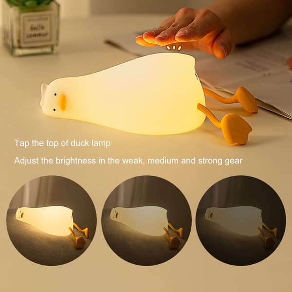 Sød And LED Natlampe - Blød Silikone, USB Genopladelig