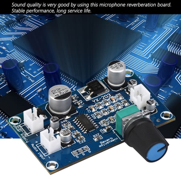 Enkeltkanal Audio Effektforstærker Board Mikrofon Efterklangsplade DC6-15V