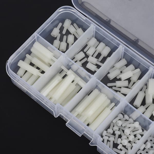 140 stk M2 Nylon Krysshode Sekskantmutter Hann Hunn Avstandsstykke Sortimentsett Hvit